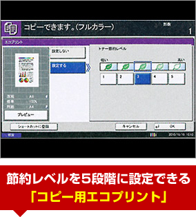 節約レベルを5段階に設定できる